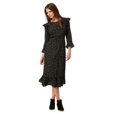 Black spotted midi dress
